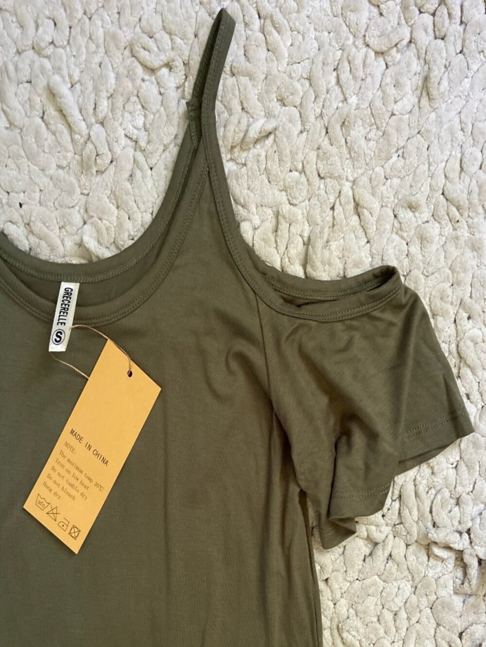 Grecerelle Olive Green Cold Shoulder Maxi Dress NWT Sz S - Picture 2 of 6